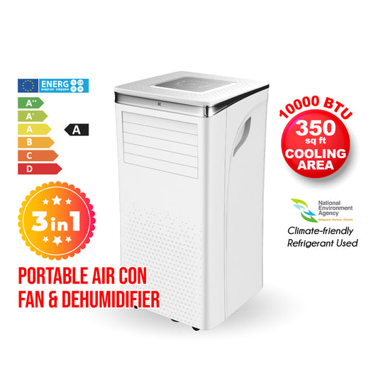 iFan Portable Aircon - 3in1 Portable Air Conditioner / Fan / Dehumidifier. Remote Control. 10000 BTU. cools 350 sq feet. white. IF9010