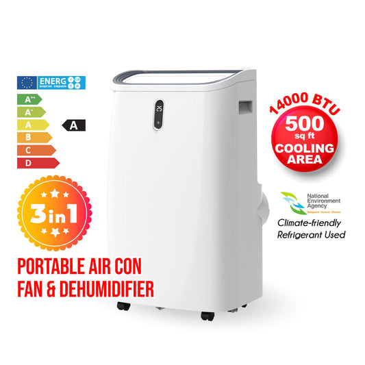 iFan Portable Aircon - 3in1 Portable Air Conditioner / Fan / Dehumidifier. Remote Control. 14000 BTU. cools 700 sq feet. white. IF9014