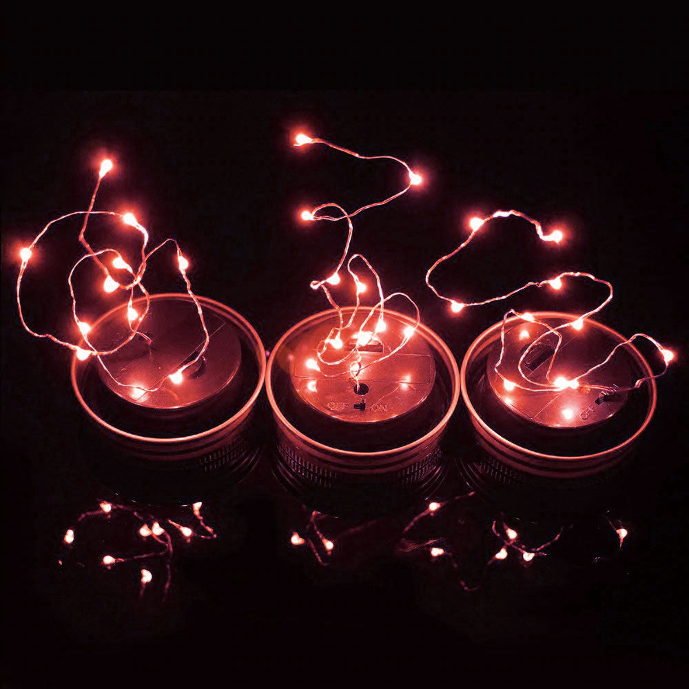 Bocal lumineux solairel 10 LED Rose. Vert. Rouge (Bocal + Couvercle)