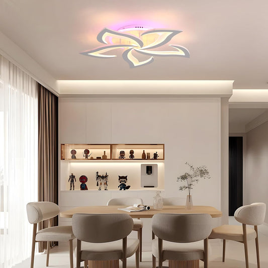 50W Dimmable LED Ceiling Light β Modern Petals Design with Remote. 3000-6000K Acrylic Fixture for Living Room & Bedroom