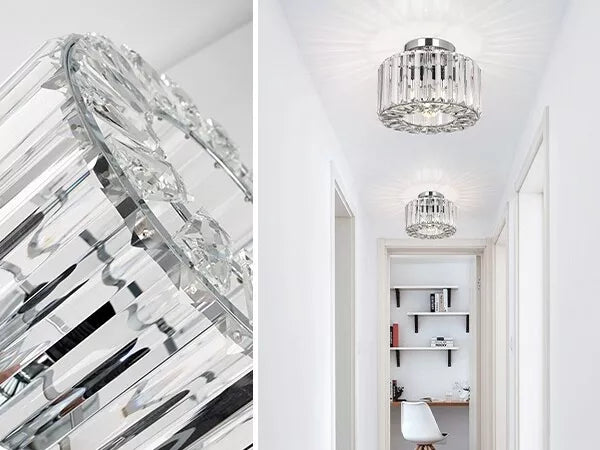 Crystal Chandelier Ceiling Light – Modern Glass Pendant in Silver Finish
