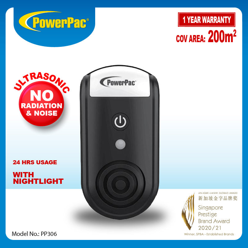 PowerPac Ultrasonic insect Repellent Insect Killers Mosquito Killer with night light (PP306)