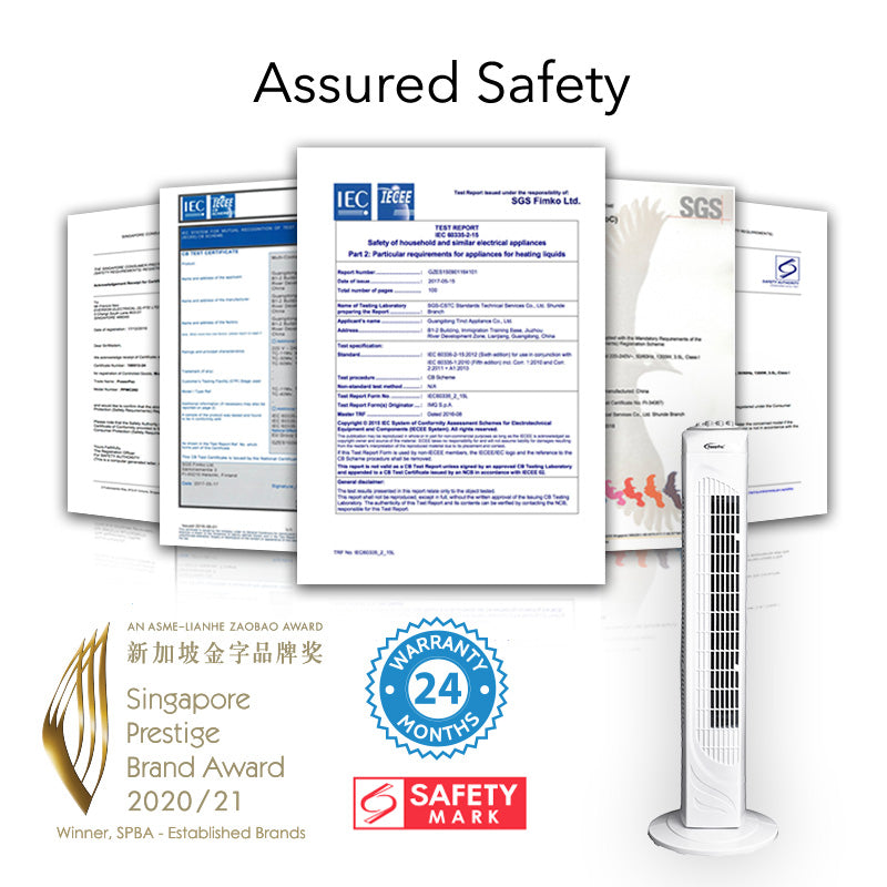 PowerPac 29 Tower Fan – Oscillation. Timer. Portable. Energy-efficient. Thermal protection. 3-Speed. white. PPTF290
