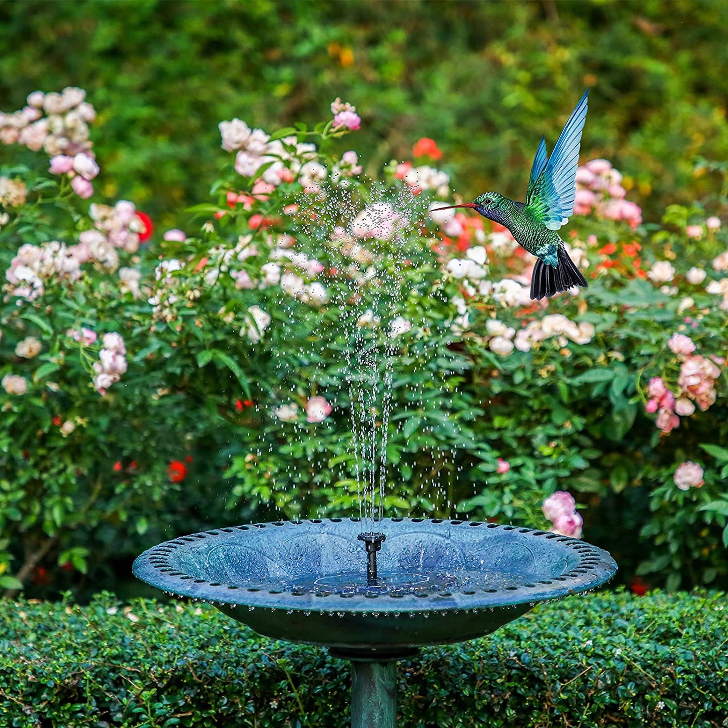 2.5W Solar Bird Bath Fountain - Solar Fountain Pump for Bird Bath with 6 Nozzles. Solar Powered Water Fountain for Garde