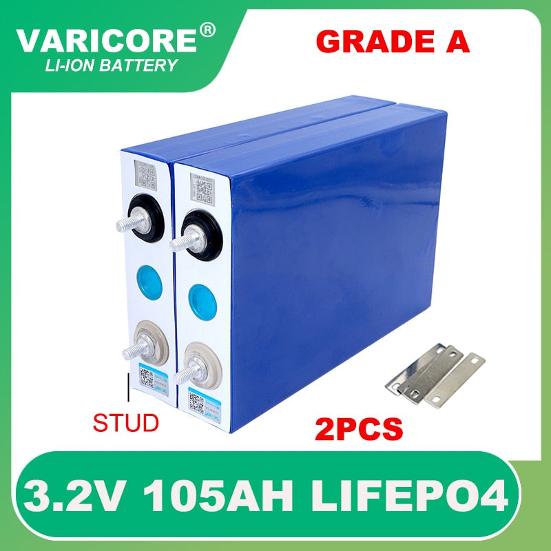 3.2V 105Ah LiFePO4 battery Lithium iron phospha DIY 4s 12V 24V Motorcycle Electric Car Solar Inverter Boat Batteries Grade A