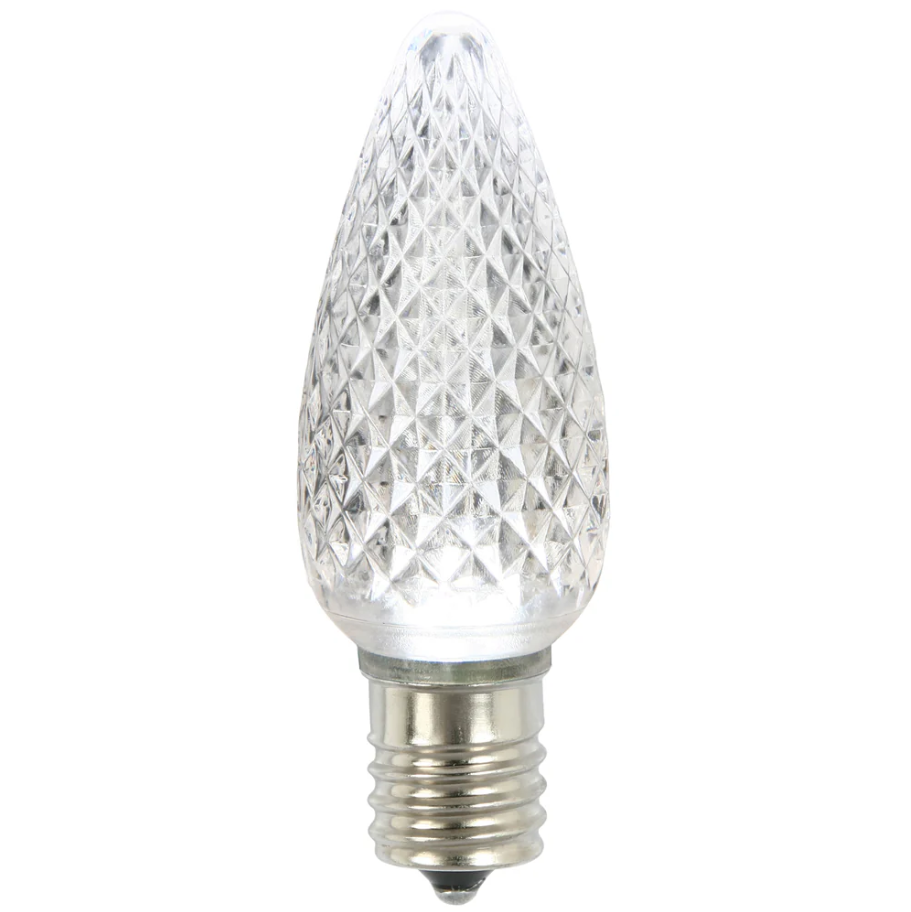 LED C9 White Options - Transparent Faceted Bulbs - Steady