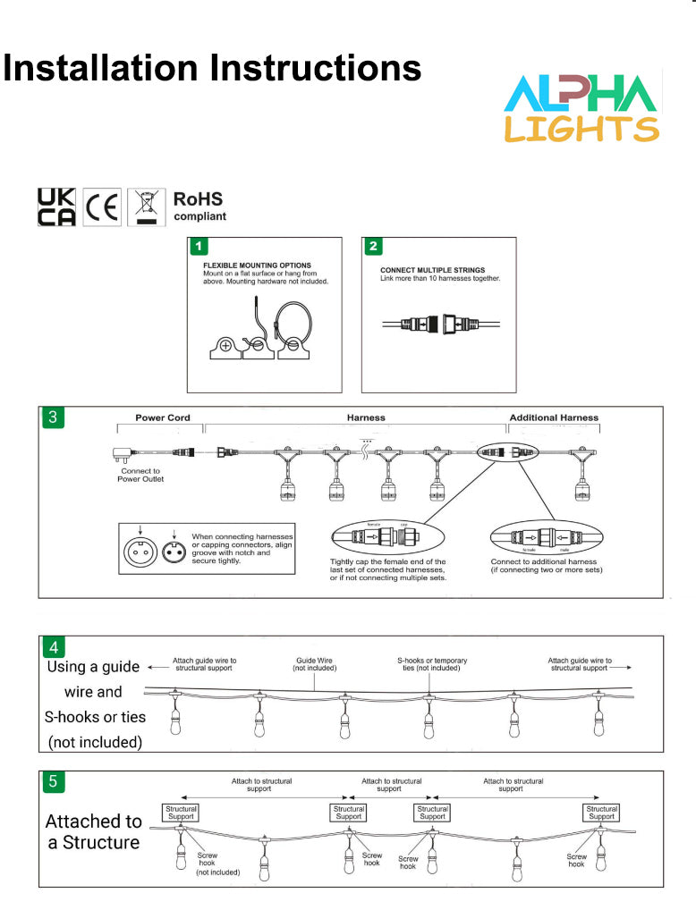 48FT LED Garden Festoon Lights