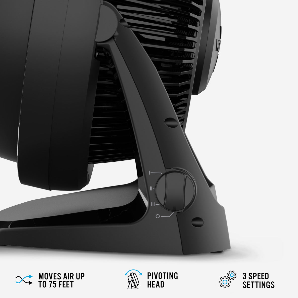 Vornado Whole Room Air Circulator – Powerful Vortex Action. 75-ft wind. Adjustable Tilt. Desk/Floor Fan. 3-Speed. black. 62-AN