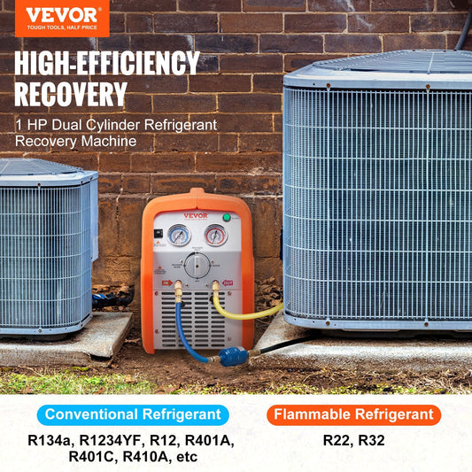 1 HP Refrigerant Recovery Machine - Dual Cylinder Portable AC Recovery Machine With High Pressure Protection 120V 60Hz Recovery Machine HVAC For Vapor Liquid Refrigerant. Car Air Conditioning (Copy) (Copy) (Copy)