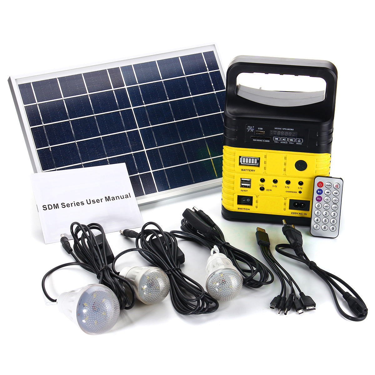 6W 6V Solar Panel Portable Solar AC Kit Solar Power System Camping Portable Generator With Bulbs