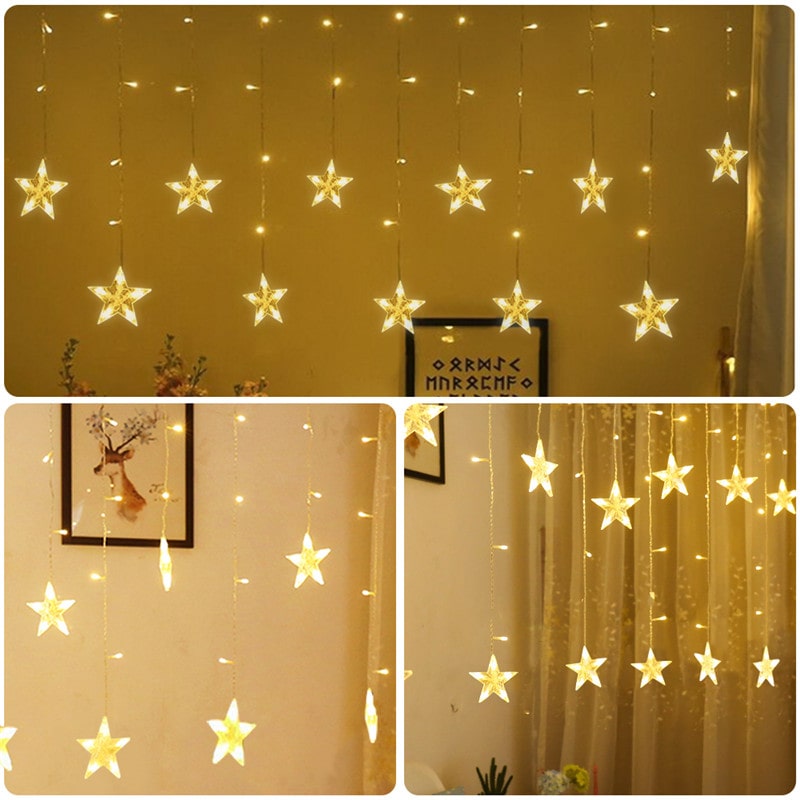 6W 8 Modes Detachable Waterproof Star Window Curtain Lights