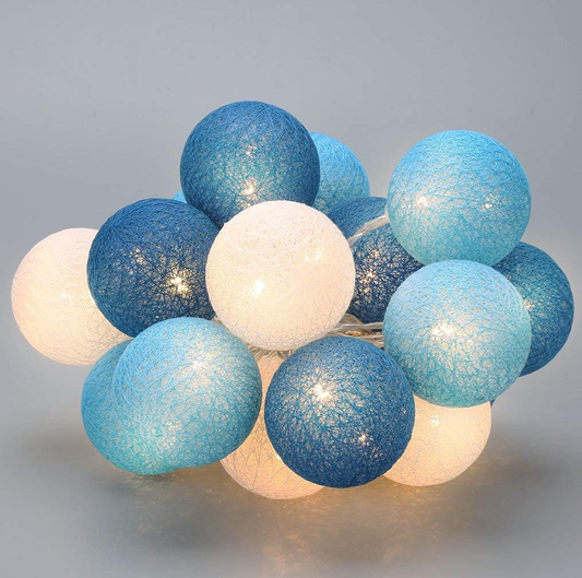 White Cotton Ball LED Fairy Lights β 3.8M Plug-In