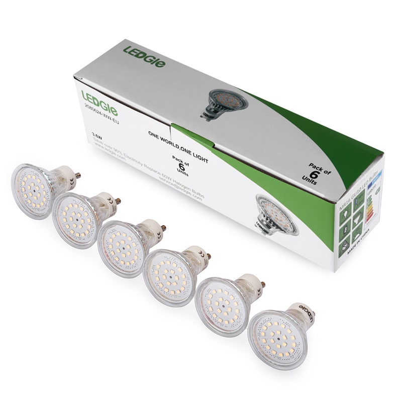 6 Pack 3.5W GU10 Warm White LED Bulbs(EU Standard)