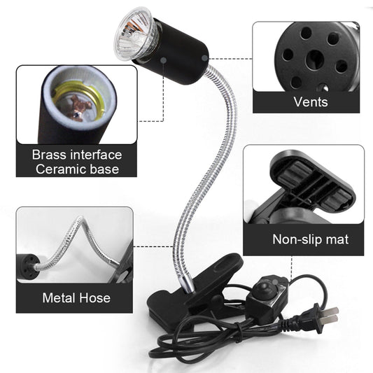 VA UVB Aquarium Heating Light Pet Heating Bulb for Turtle(US Standard Plug)