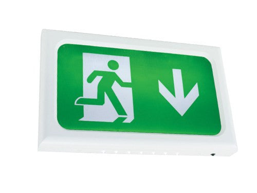 Encore Slimline LED White Body Self Test Exit Sign c/w Legend Kit
