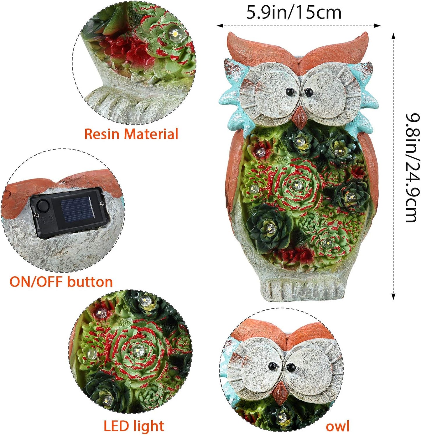 Hibou lumineux extérieur solaire