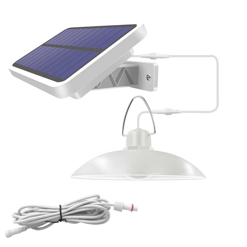 Lampe solaire jardin Double Lustre Blanc