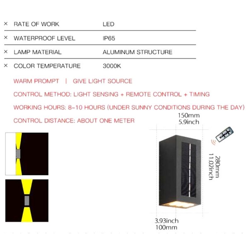 Lampe solaire design Applique de luxe pour jardin (Alu)
