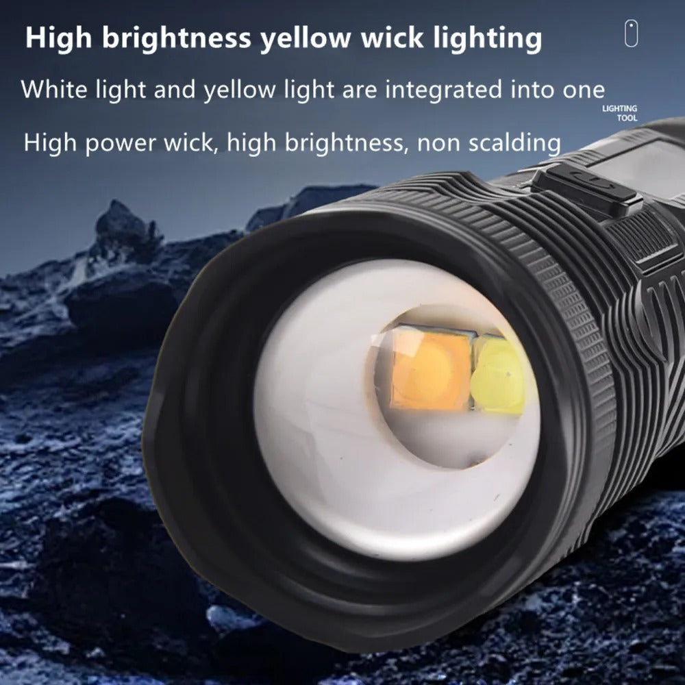 High-Brightness Flashlight Rechargeable Telescopic Zoom Flashlight Outdoor Camping Spotlight Flashlight