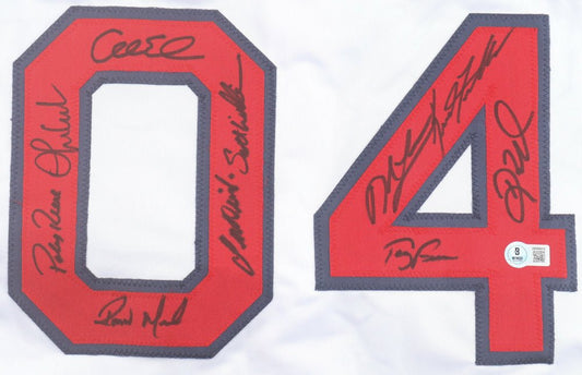 2004 World Series Champions Jersey Signed By (10) With Orlando Cabrera. Pokey Reese. Keith Foulke. Terry Francona (Beckett) Boston Red Sox