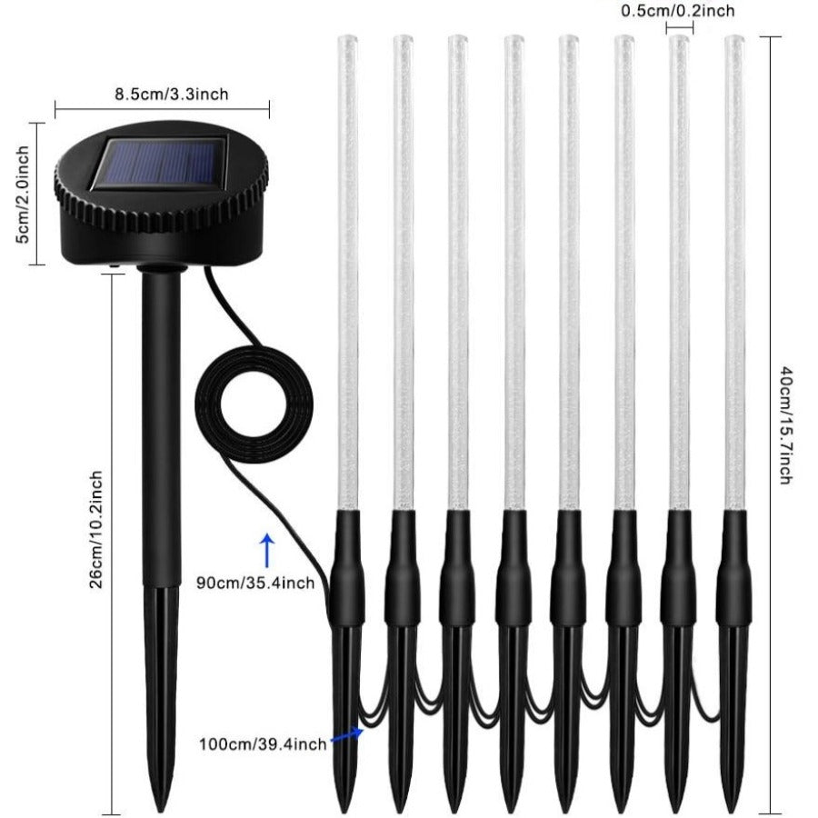 Piquet solaire jardin Tube Lumineux à Bulle (8Pcs)