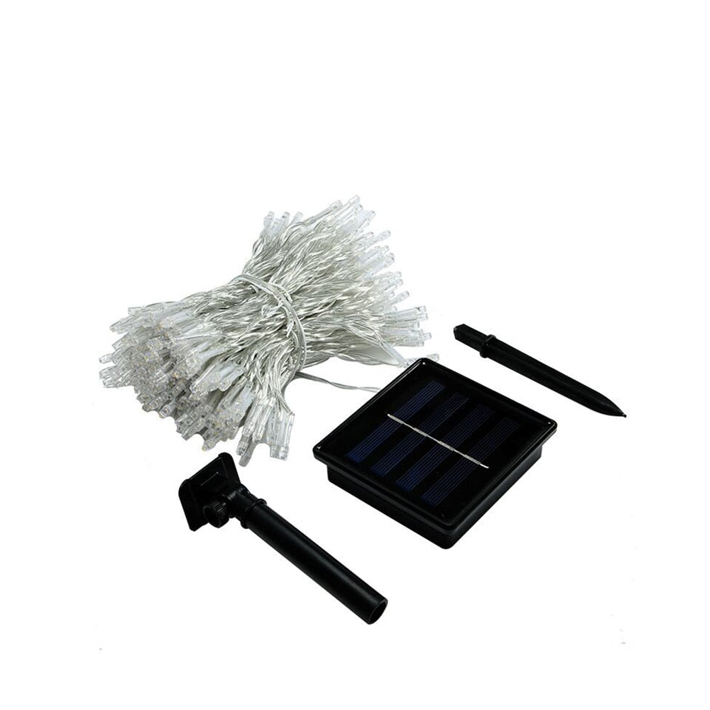 Guirlande Solaire 200 LED Blanche <br> Rideau lumineux
