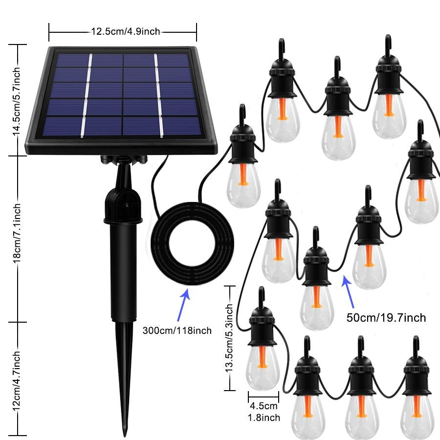Guirlande solaire de jardin 12 Ampoule LED (48FT=+10M)