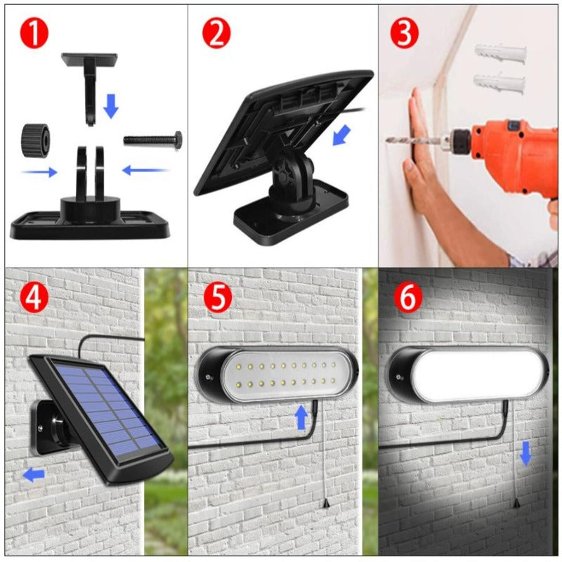 Lampe solaire jardin avec panneau déporté 20 LED