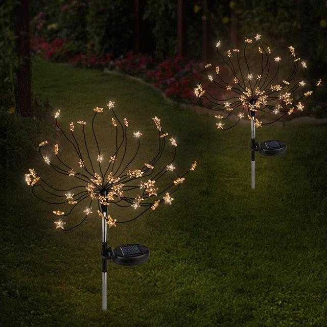 Piquet solaire jardin Feux d'artifice étoilé (2Pcs)