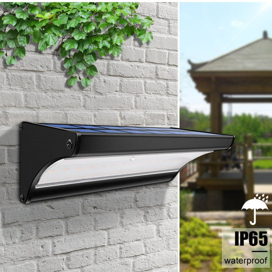 Applique murale solaire Noire en acier Inoxydable 48 LED