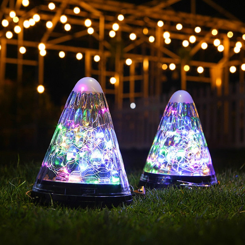 Lampe solaire à suspendre Cône transparent à LED