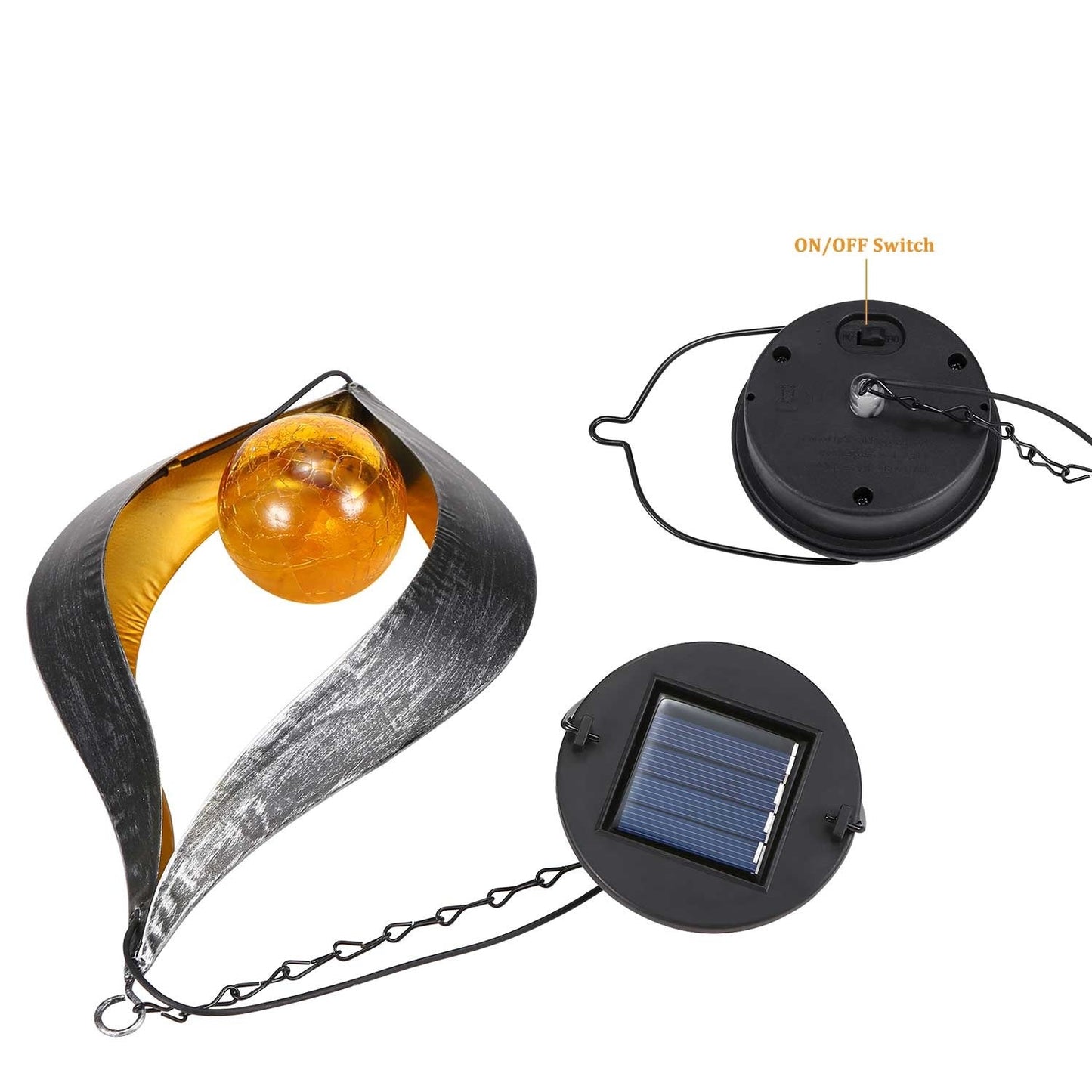 Lanterne solaire metal Flamme noire