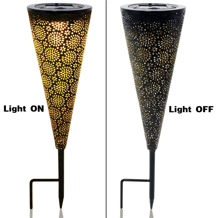 Lampe solaire piquet Conne noir en Acier (2Pcs)