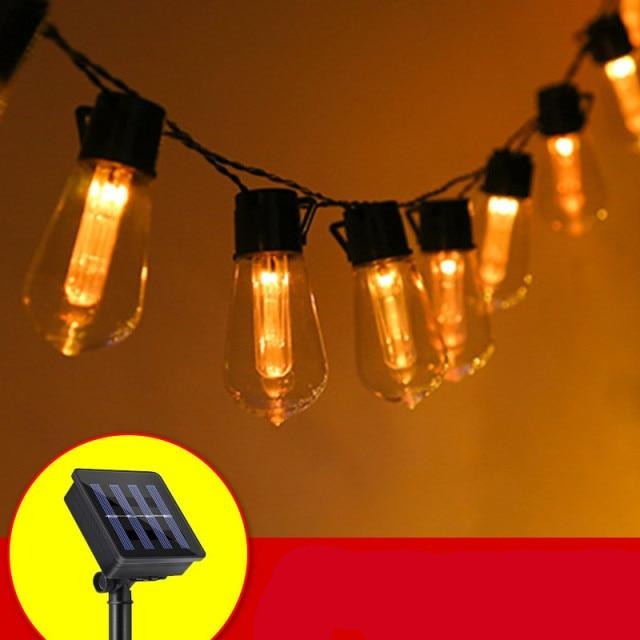 Guirlande solaire Chaîne d'ampoule en lumière