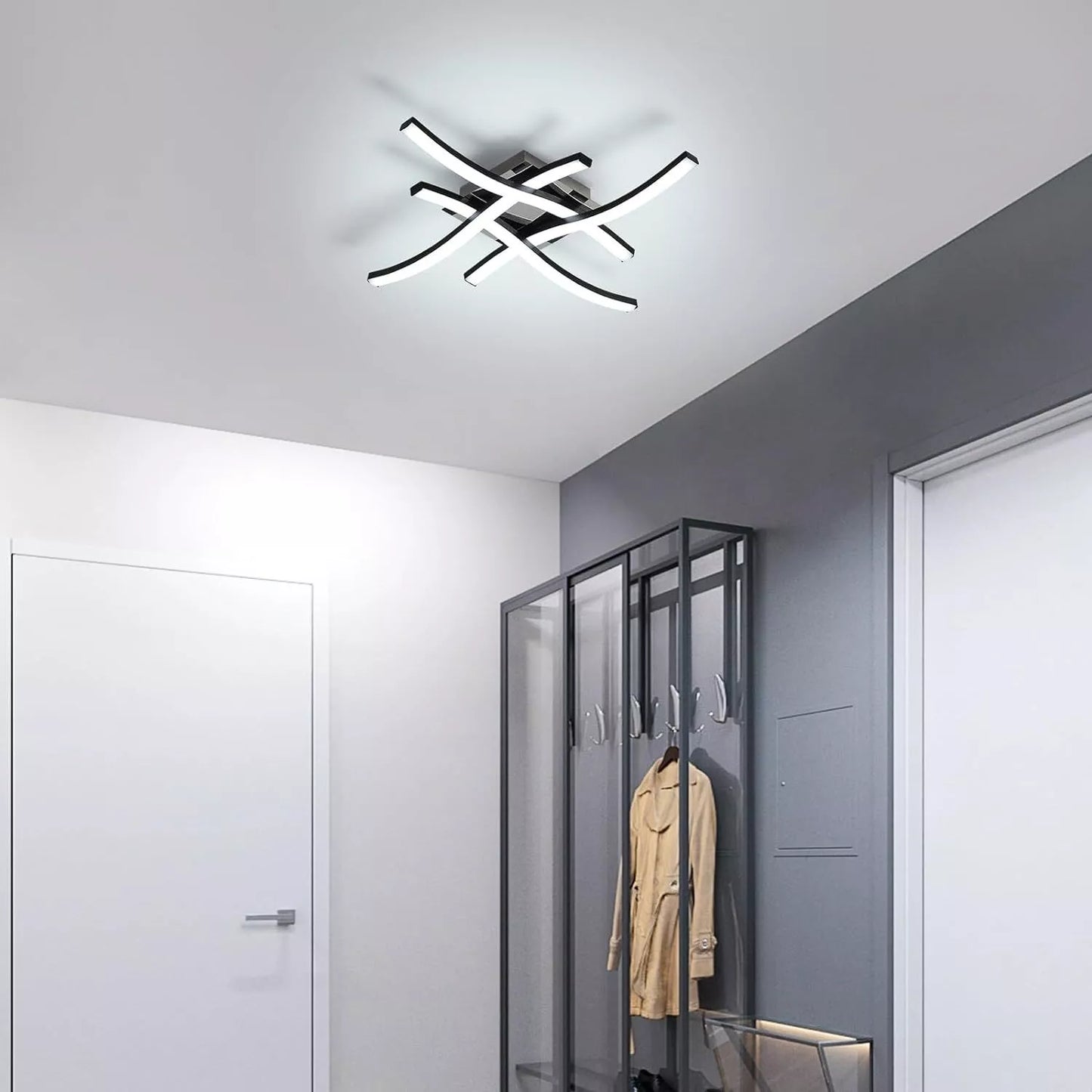 Dimmable Modern 4-Wave Ceiling Light. Stylish LED Fixture for Kitchen. Living Room & Bedroom