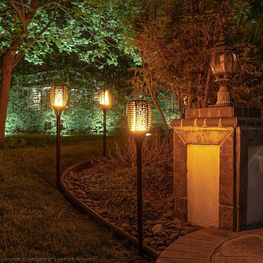 SolaFlameĀ® | 96LED Flickering Flame Outdoor Solar Light | Dusk to Dawn | 2-Pack