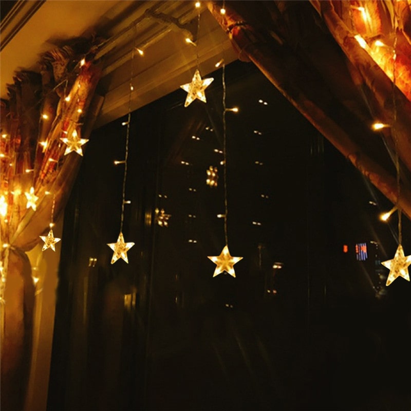 6W 8 Modes Detachable Waterproof Star Window Curtain Lights