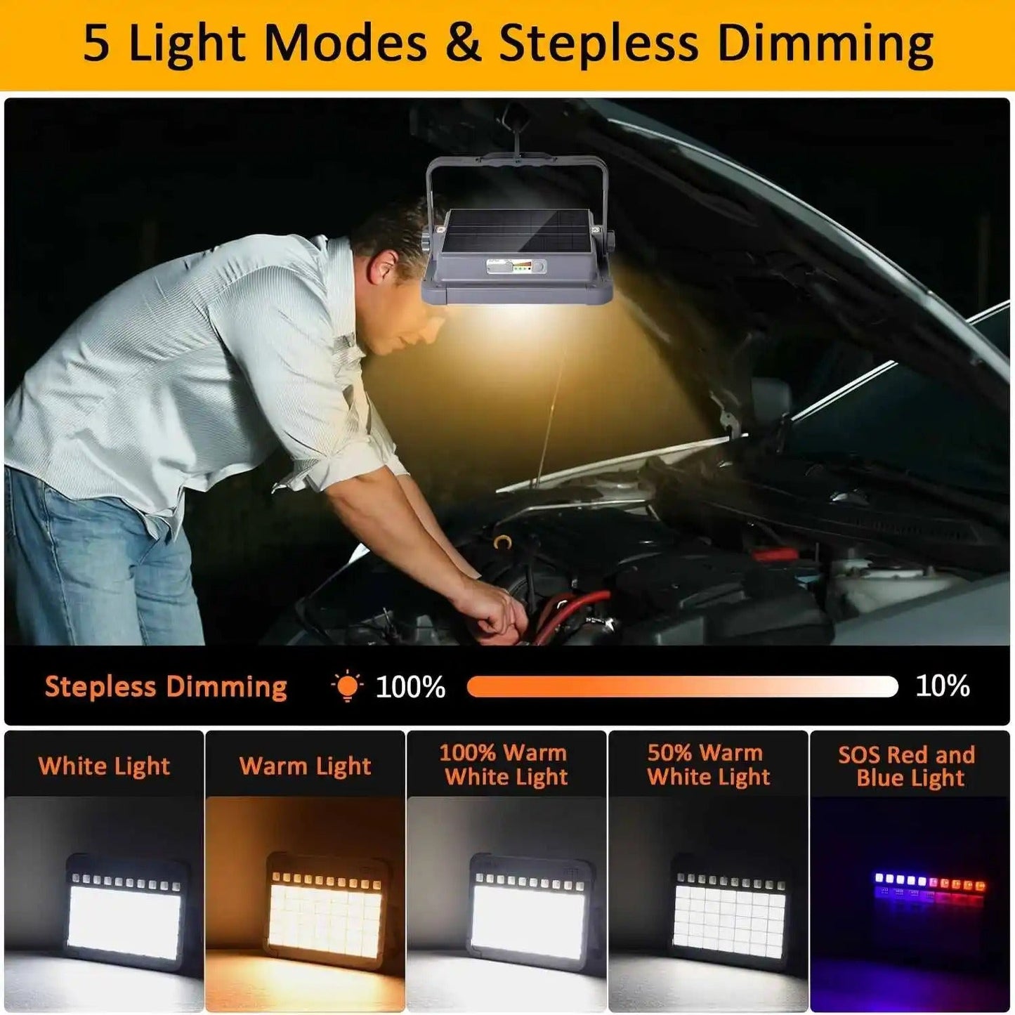 Portable Solar Rechargeable Strong Light Emergency Light Solar Floodlight Hanging