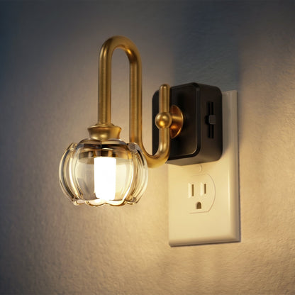 Plug-in Night Light Green Tulip Glass