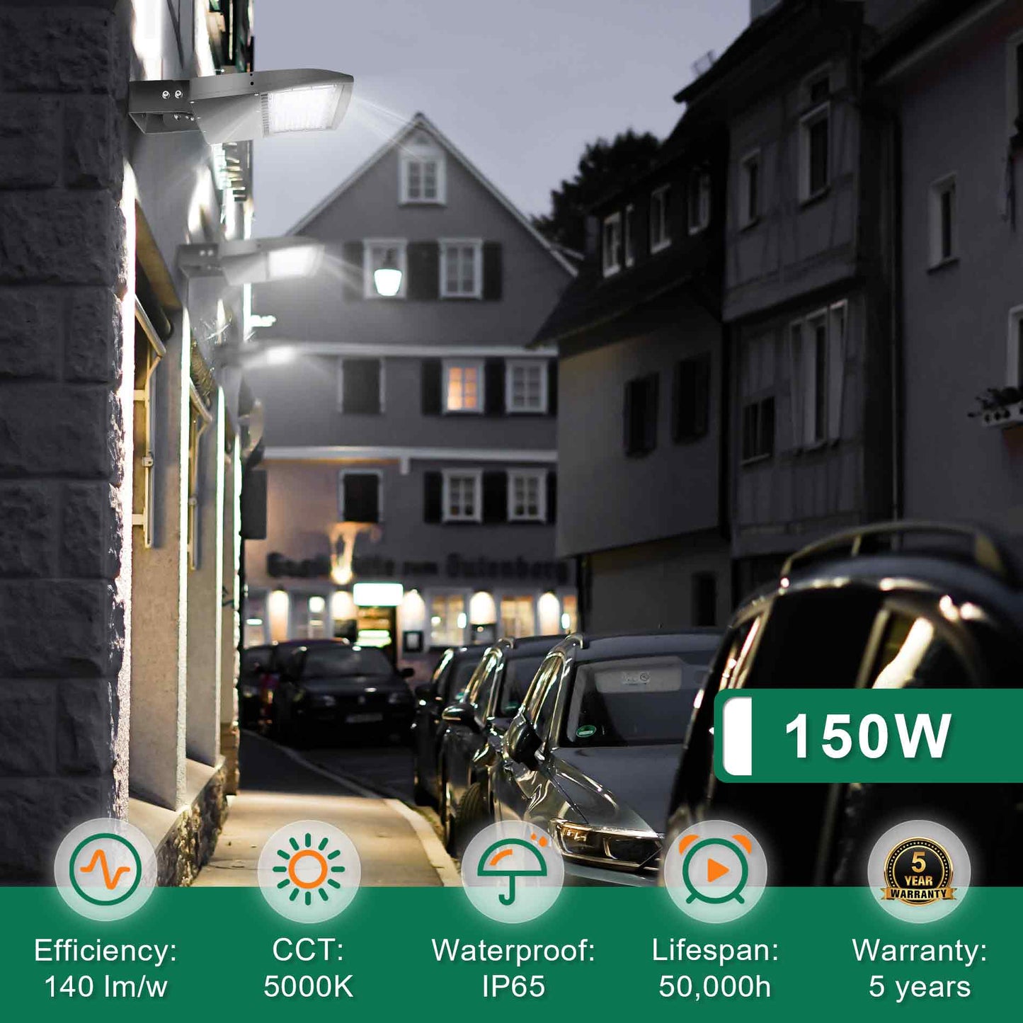 150W LED Shoebox Light-Led Parking Lot Light-21.000 Lumens-CCT 5000K-Brownz Color-Photocell Optional-5 Years Warranty-UL+DLC 5.1