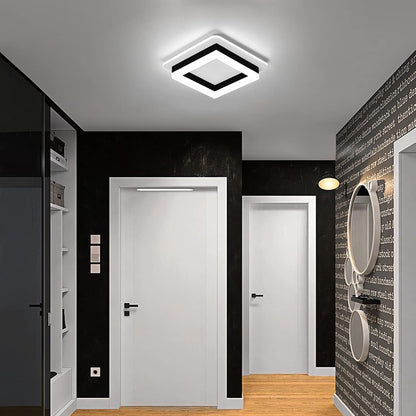 Square Modern Led Ceiling Light Fixture. 24W Black Flush Mount Hallway Ceiling Light Small Close to Ceiling Lamp for Living Room Bedroom Kitchen Balcony Cloakroom (Cool White. 6000K)