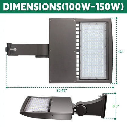 100W Led Parking Lot Light-14000 Lumens-CCT 5000K-Photocell Optional-250 MH Equivalent-UL+DLC 5.1