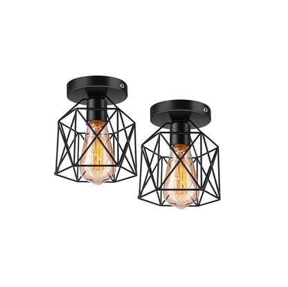 Vintage Black Cage Ceiling Light