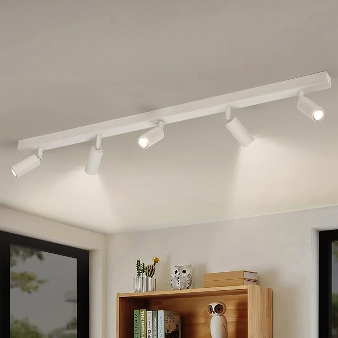 Black 5-Way Ceiling Spotlight with Adjustable Rotatable LED Lights