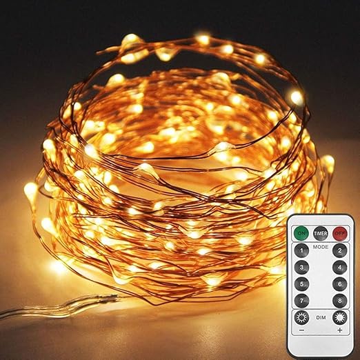 20M 200 LED Fairy String Lights – USB. Remote. 8 Modes. Warm White