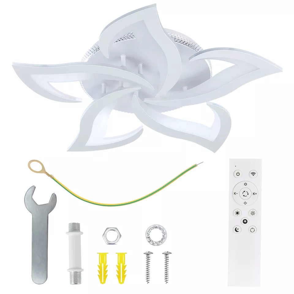 55W LED Ceiling Chandelier with RGB Backlight – Stylish Star Design. Dimmable Remote Control Lighting