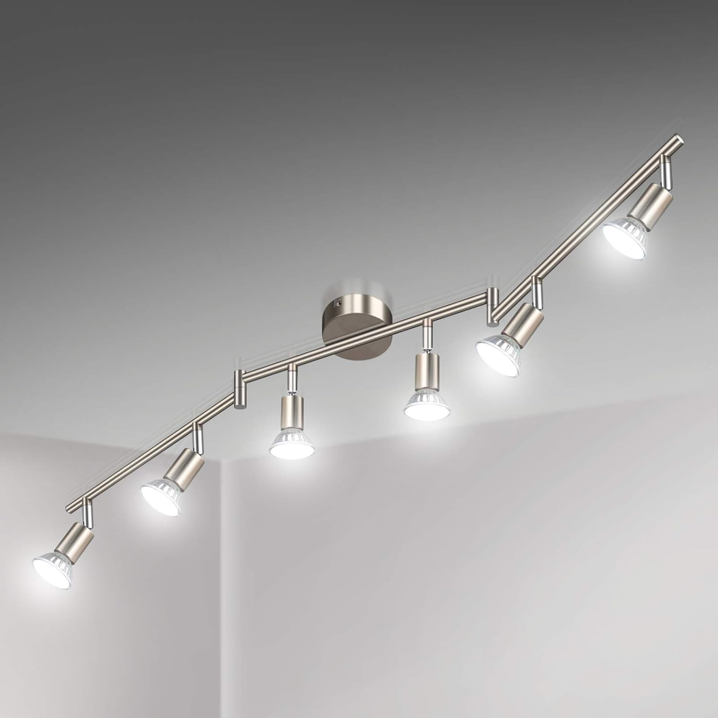 3-Way Rotatable LED Ceiling Spotlight – Matt Nickel with GU10 Bulbs