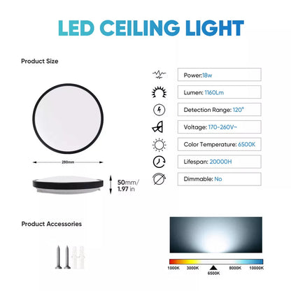 Round LED Ceiling Light Panel – Modern Waterproof Downlight