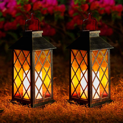 Solar Lanterns for The Garden – Moroccan-Style Flickering Outdoor Lights. Auto On/Off. Waterproof IP44. Warm White LED