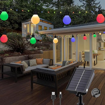 Warm White Solar Garden Lights – 100 LEDs. USB. Waterproof